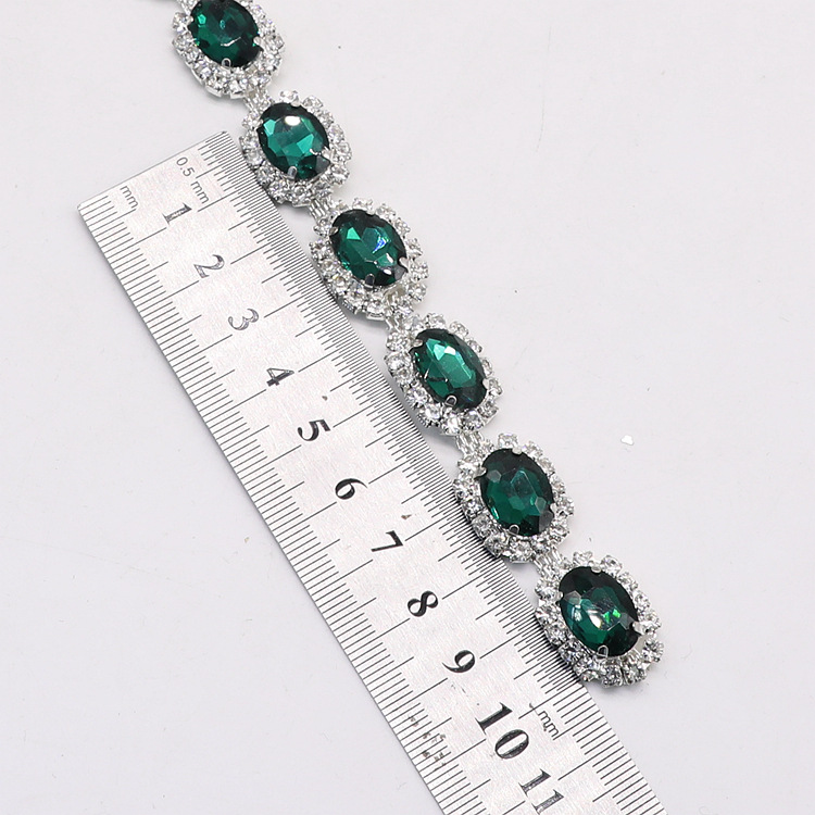 In stock: 10*14 oval glass diamond crystal chain, fancy claw chain, bag strap, welded decorative chain, clothing accessories, welded code chain pic 4