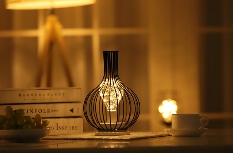 Cross-border new lantern night light, girlish led iron night light, wine glass and wine bottle gift decorative light pic 10
