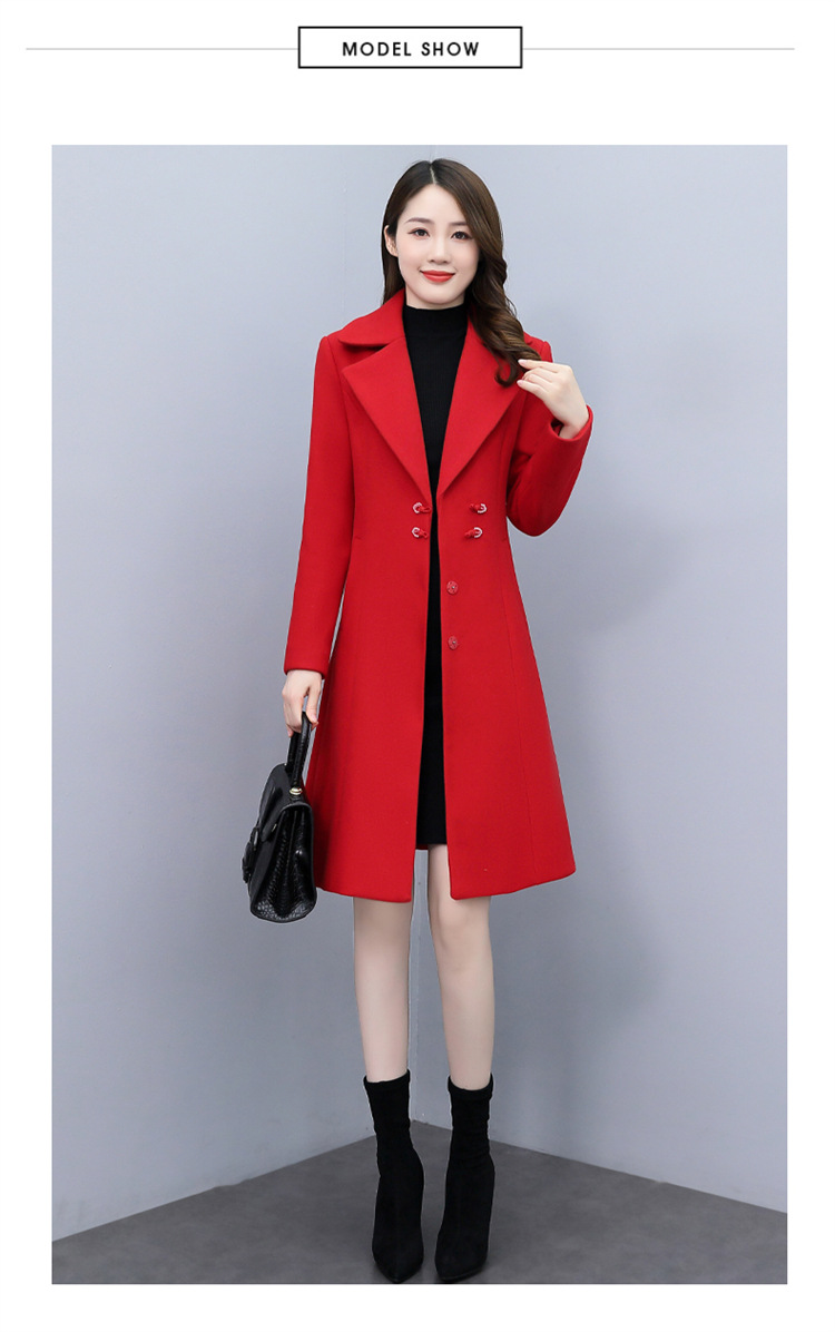 High-end woolen overcoat for women, mid-length, 2021 new autumn and winter Korean style, fashionable and elegant, fitted suit collar jacket pic 21