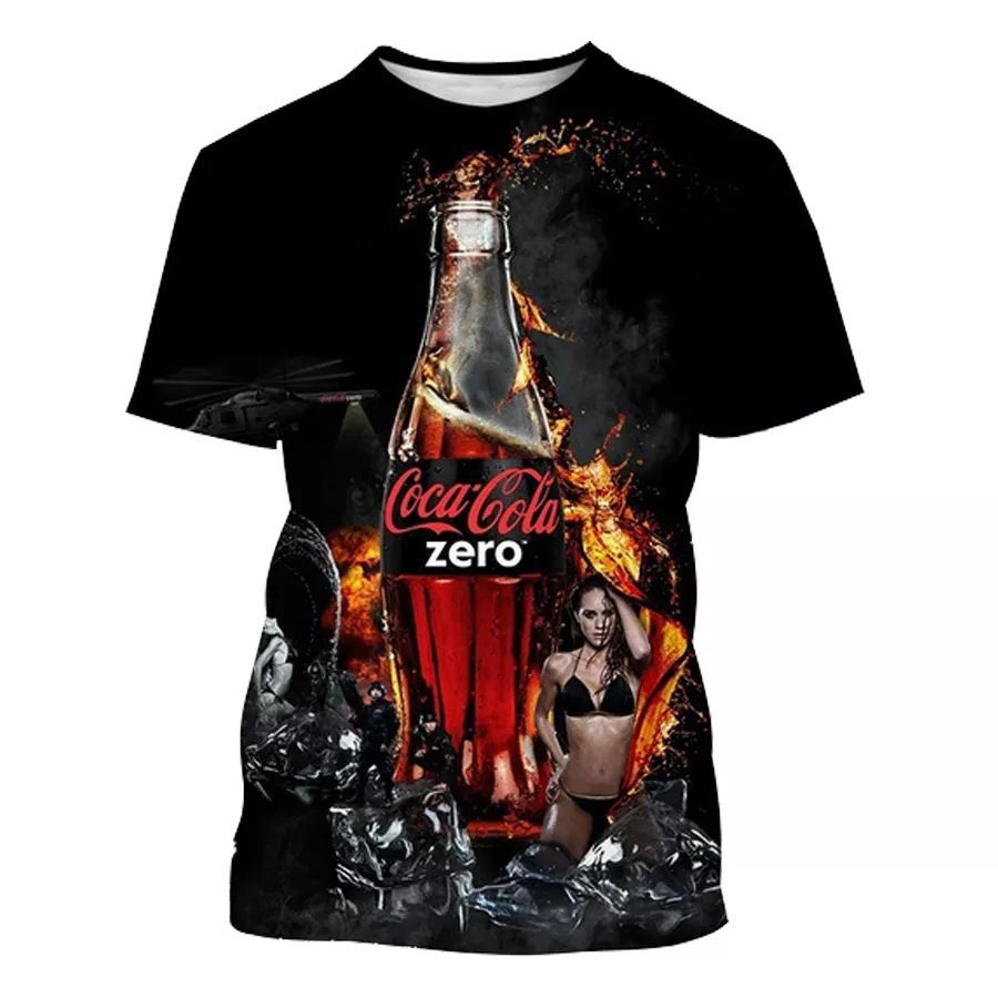 The latest summer bestseller is the Coca-Cola T-shirt with 3D digital printing, a fashionable and trendy loose short-sleeved top pic 3