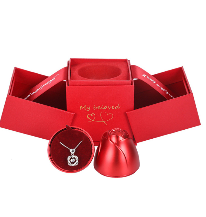 Lifting box metal rose everlasting flower jewelry box pic 1
