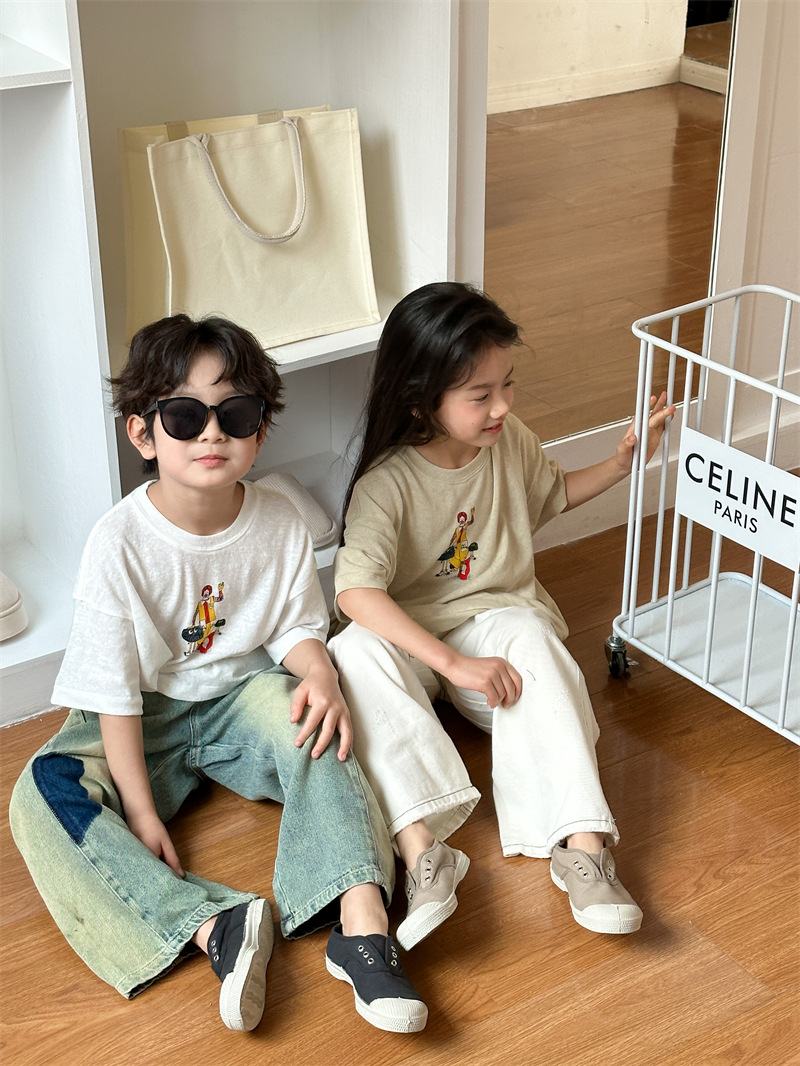 2024夏季新品韩版儿童短袖男女童卡通印花T恤可爱小丑短袖批发详情13