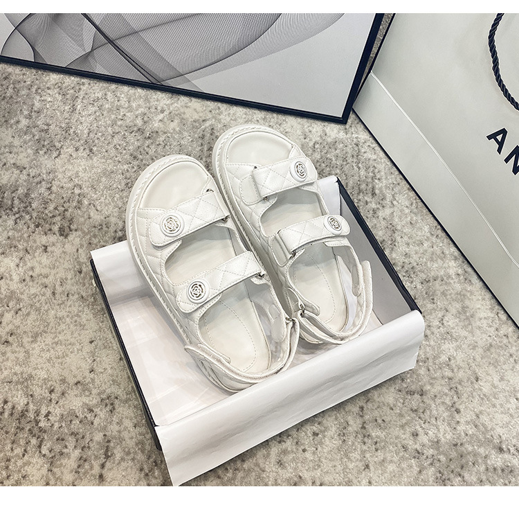 小香风凉鞋女2024新款仙女风真皮魔术贴夏新款百搭平底女鞋ins潮~详情23