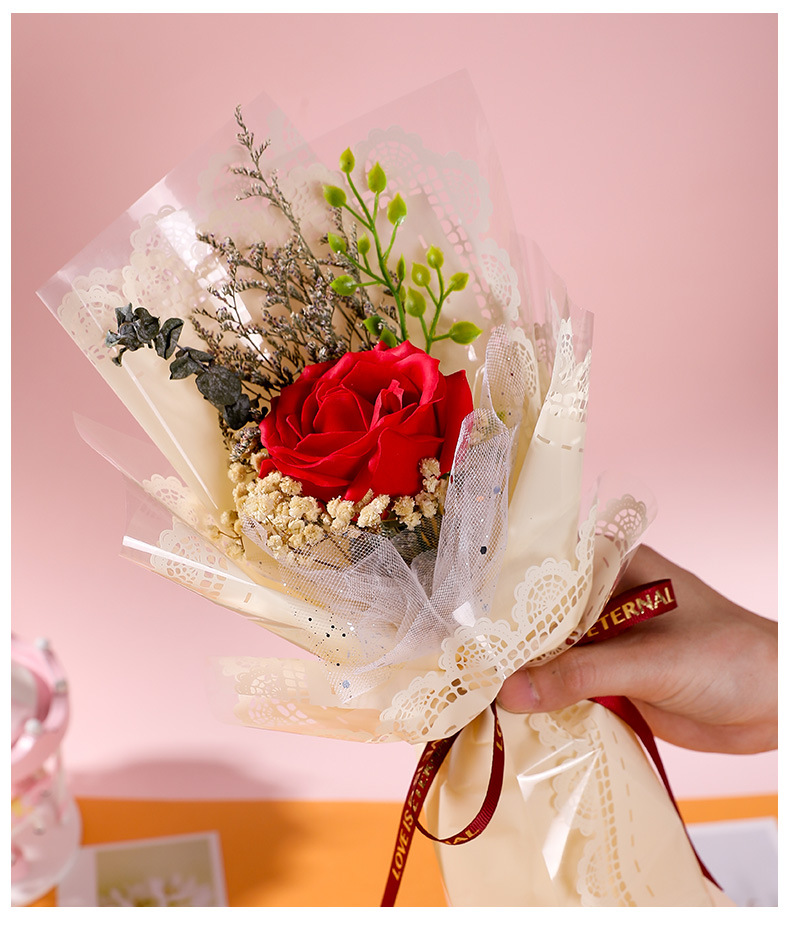 情人节礼物新款花束满天星玫瑰花束创意型花束礼物详情9