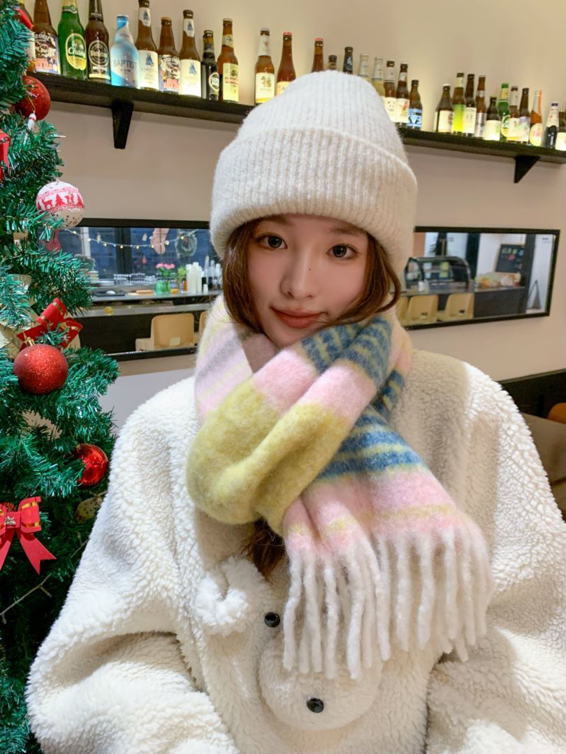 2024秋冬季新款高级感格纹大围巾女韩版学生百搭披肩拼色保暖围脖详情11