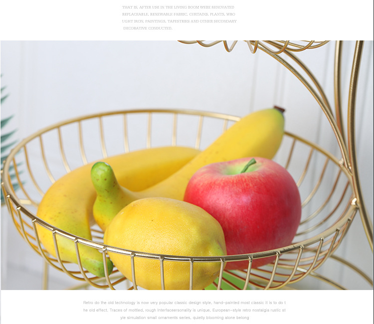 厂家直供 北欧客厅铁艺双层水果篮 餐厅零食金属篮水果置物篮批发详情6
