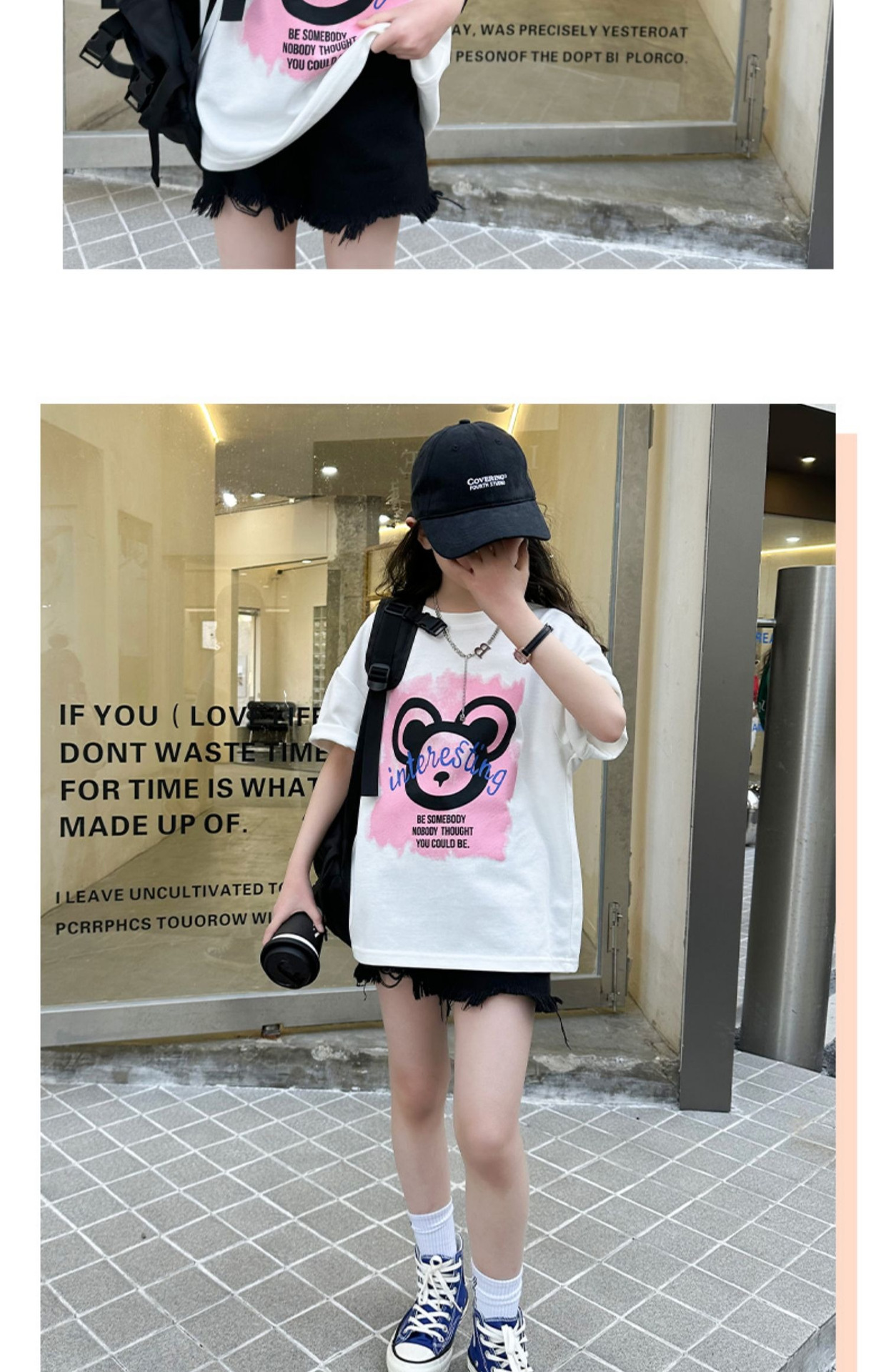 女童短袖纯棉T恤2023新款夏季宽松上衣中大童装印花t儿童半袖体恤详情10