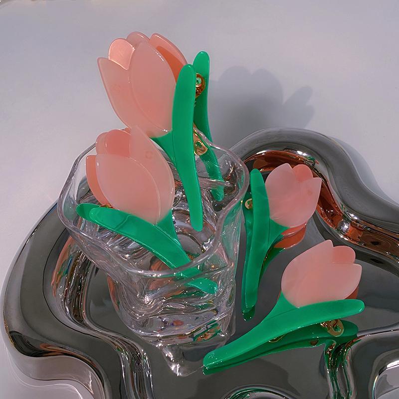 让郁金香长在头上~时髦设计感发夹花朵抓夹个性发夹鲨鱼夹发饰潮详情7