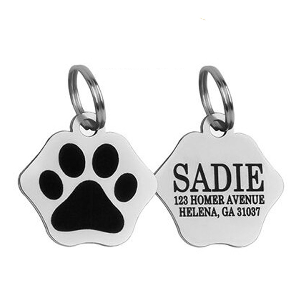 ins风简约设计脚掌印不锈钢狗牌饰品宠物项圈挂件激光身份刻字牌详情9