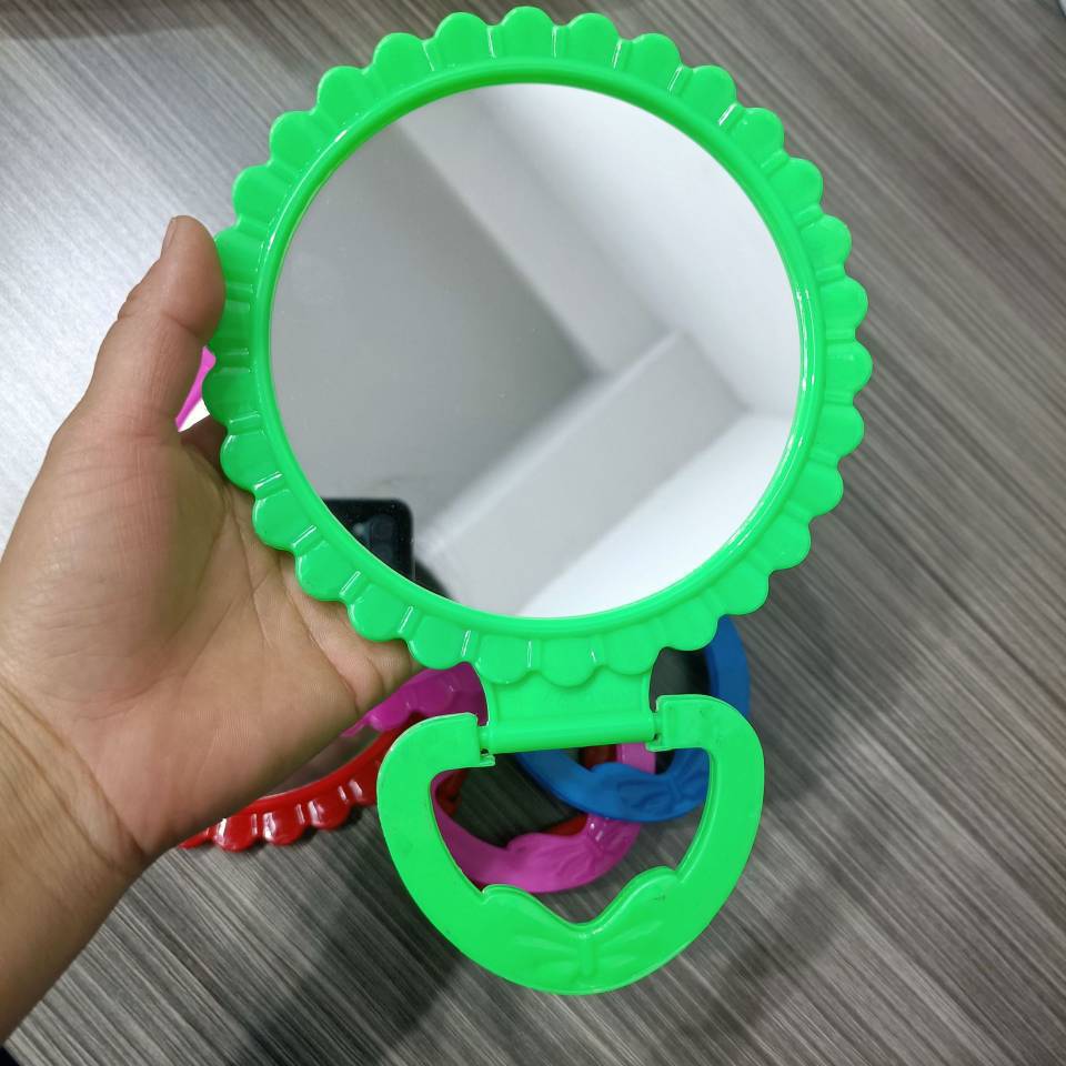 506 Lace mirror, folding base, glass mirror, plastic flower border, desktop makeup mirror, table mirror, round mirror pic 9