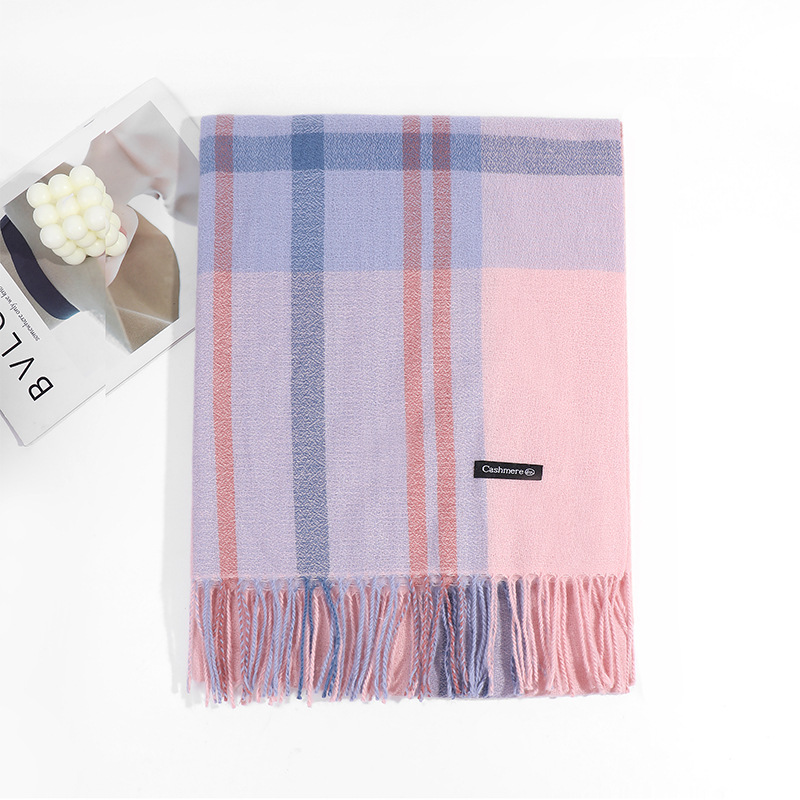 格子围巾女士2023秋冬季新款甜美保暖仿羊绒围巾披肩围脖工厂批发详情23