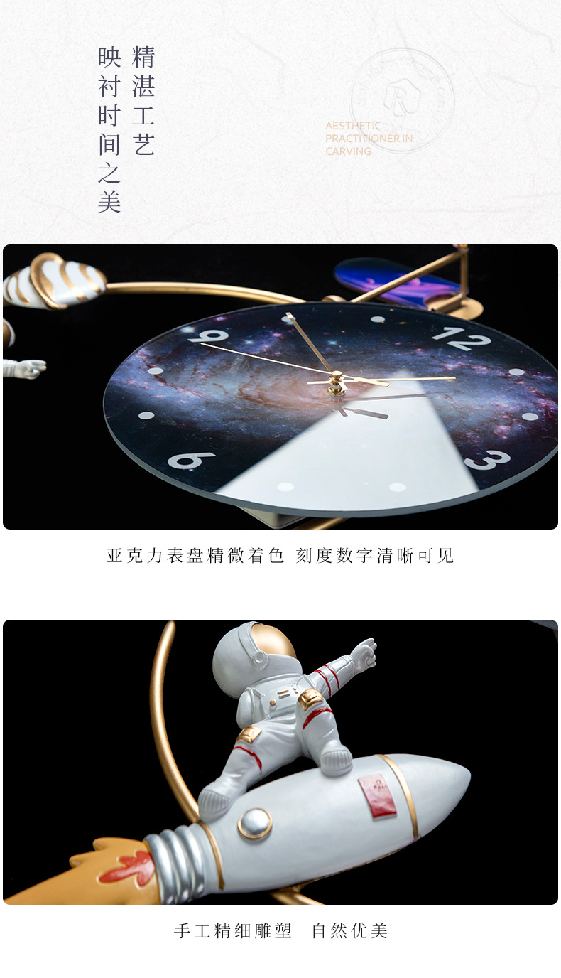 Fuciao decoración del hogar astronauta reloj de pared creativo sala de estar casa reloj de pared tv fondo decoración de pared reloj hombre espacial pic 11