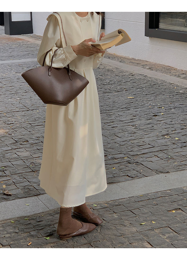 I SNOW BLANK2023早春简约法式连衣裙典雅海军领A字长裙512907详情9