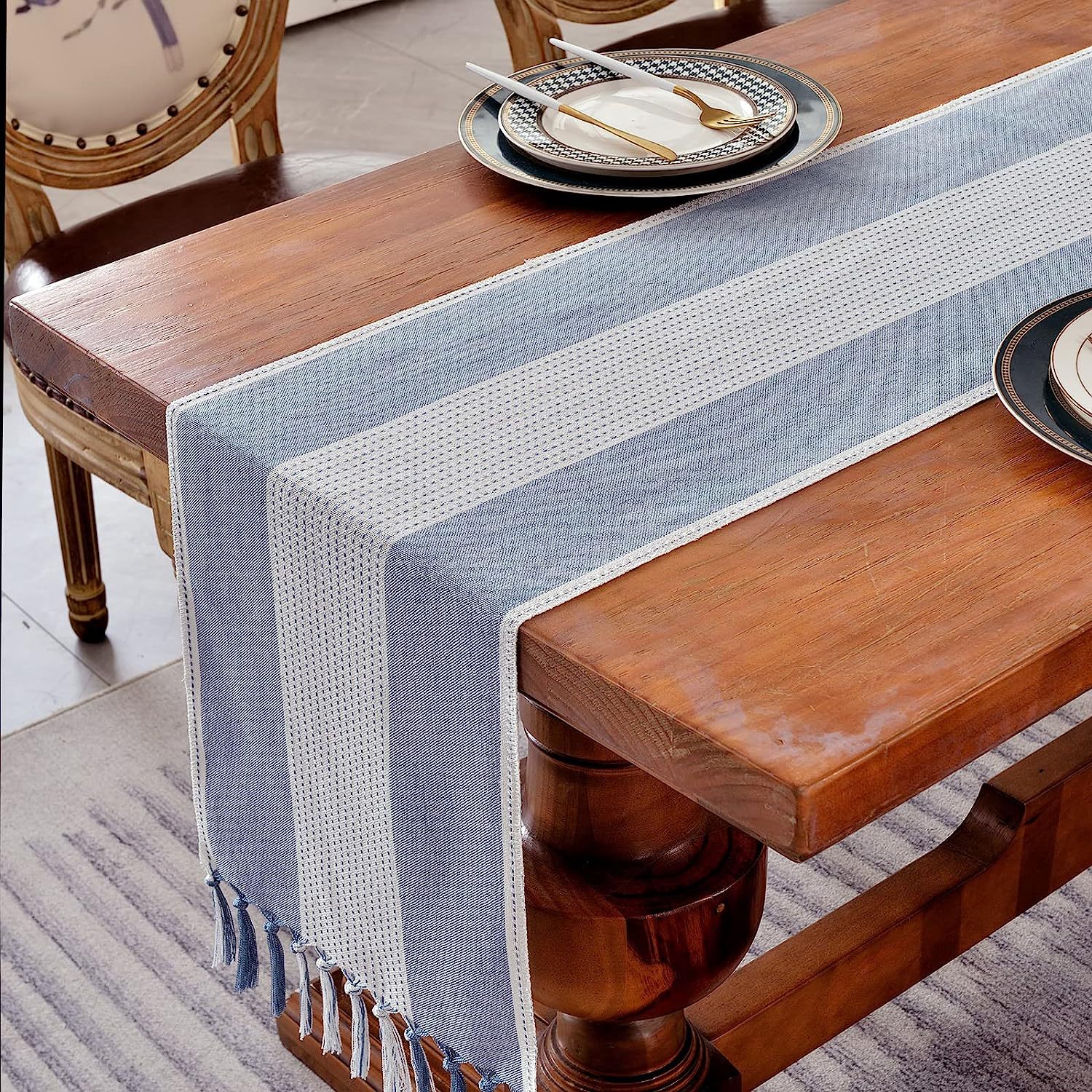 Cross-border factory direct supply table flags, American color-blocked striped tablecloths, Nordic coffee tables, long bed flags, shoe cabinet flags, tea flags pic 25