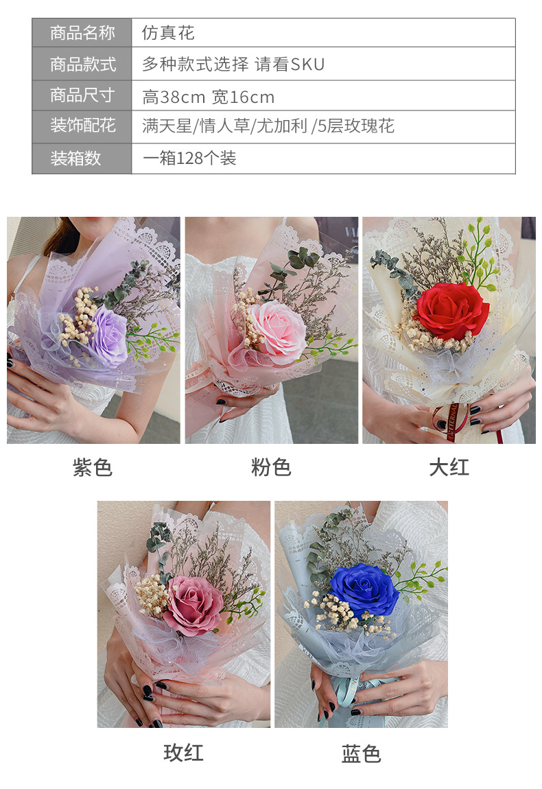 情人节礼物新款花束满天星玫瑰花束创意型花束礼物详情2