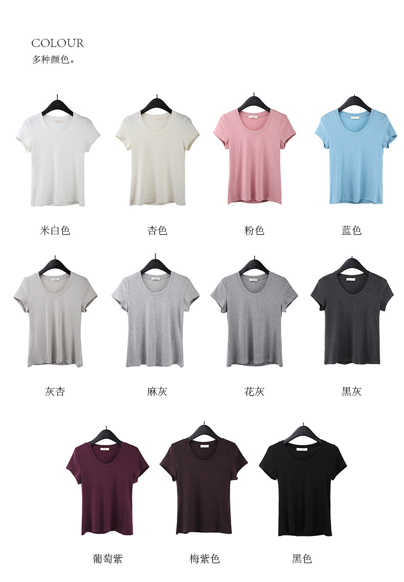 【11 Colors 】 Basic round-neck short-sleeved T-shirt for women 2025 Spring/Summer New simple and versatile solid color top T003 pic 18
