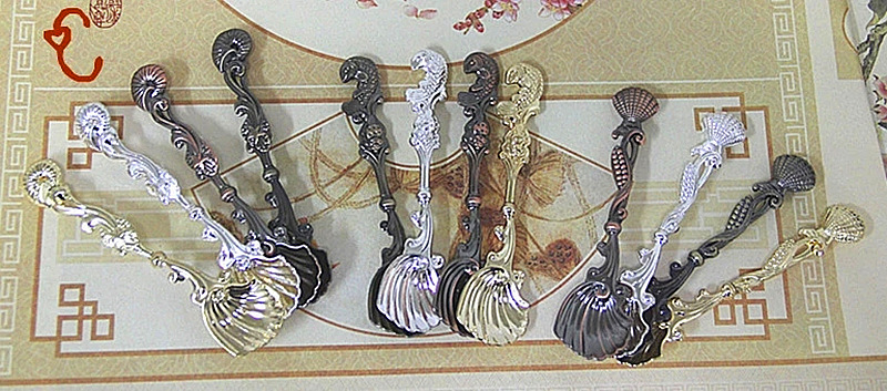 Mixed Batch Ocean Series coffee spoon set for desserts, ice cream, small cocktails, water modification, physical three-dimensional shape, elegant tableware pic 30
