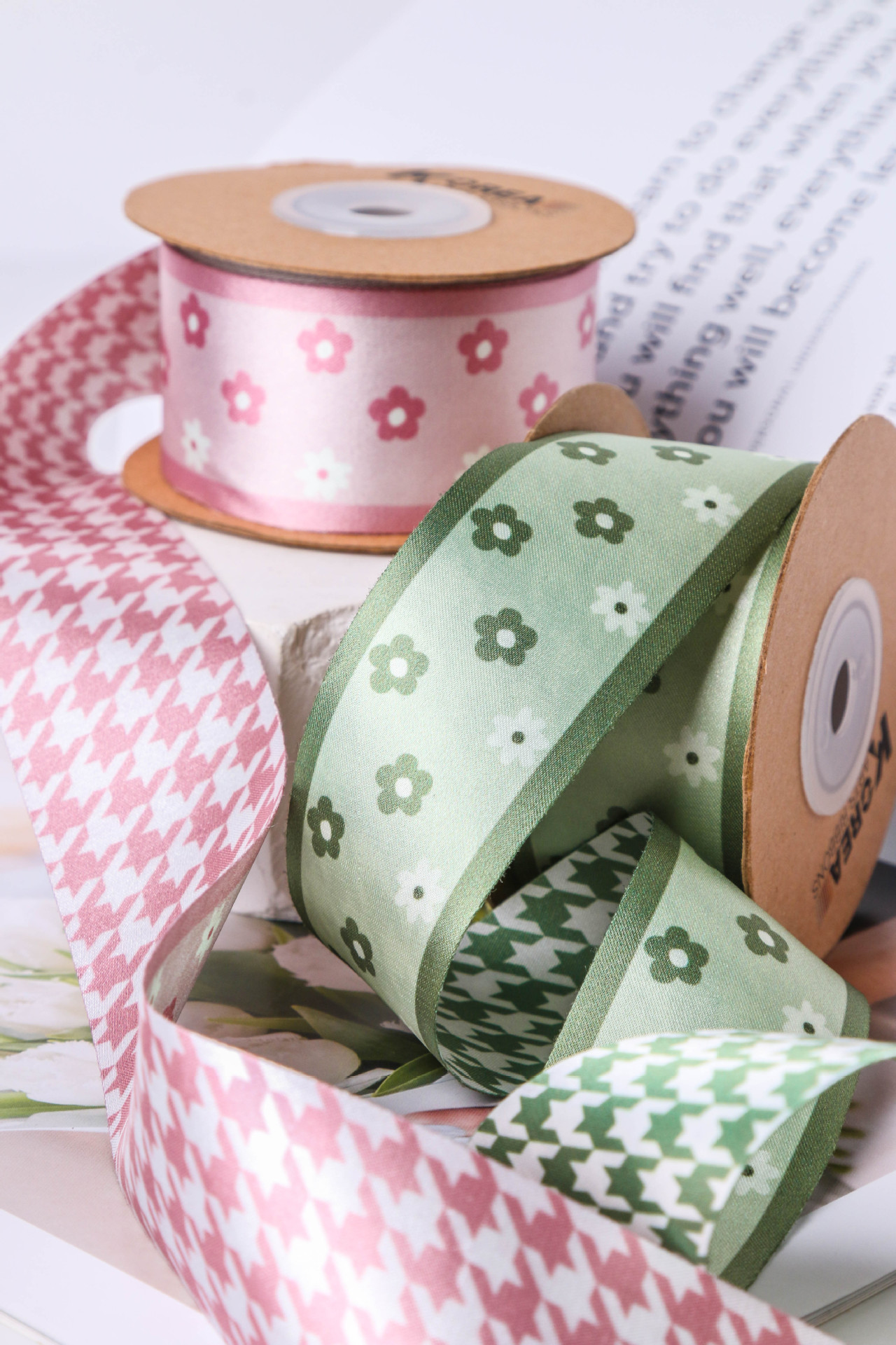 AB side small floral patterns, thousand bird patterns, printed webbing, flower gift packaging, DIY hair accessories, bow bag decoration pic 10