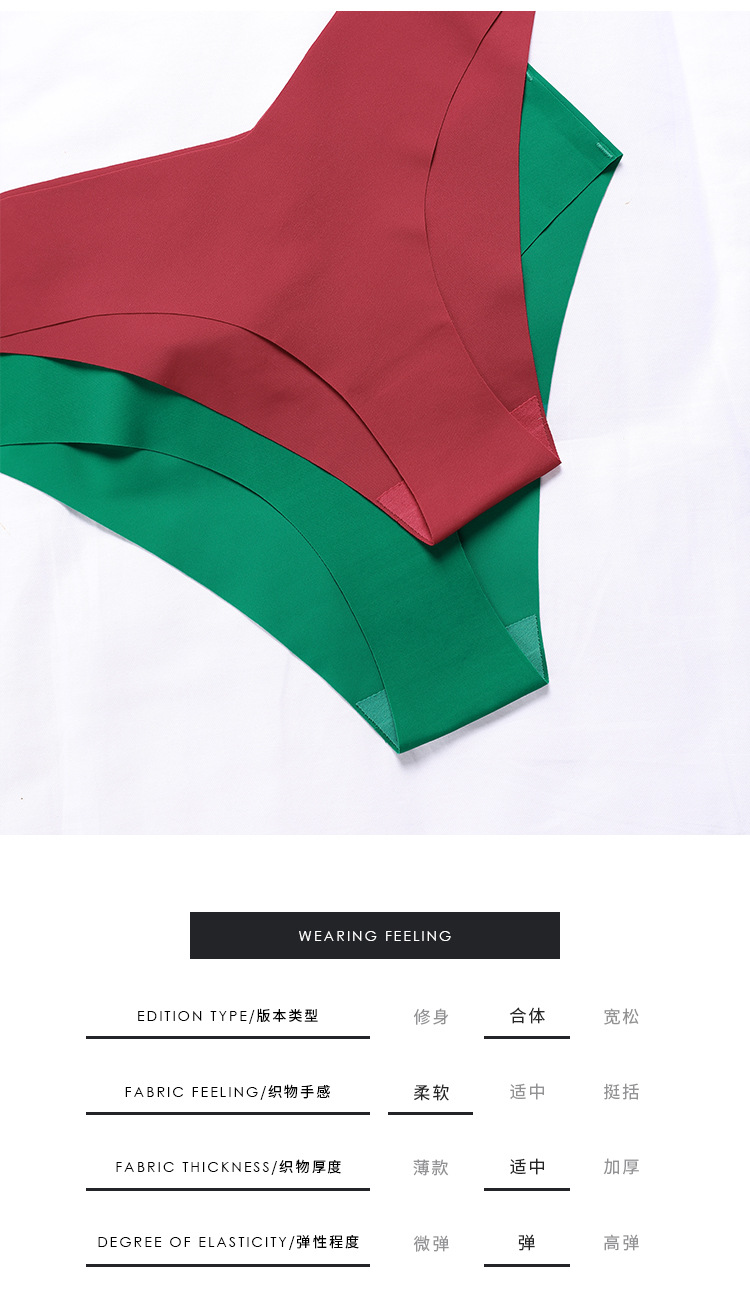 欧美大码无痕冰丝内裤女士V型腰边 一片式纯棉裆透气女士三角内裤详情12