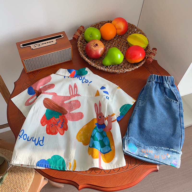 男童花衬衫短袖2024夏季新款儿童宝宝洋气翻领衬衣小童男孩潮上衣详情18