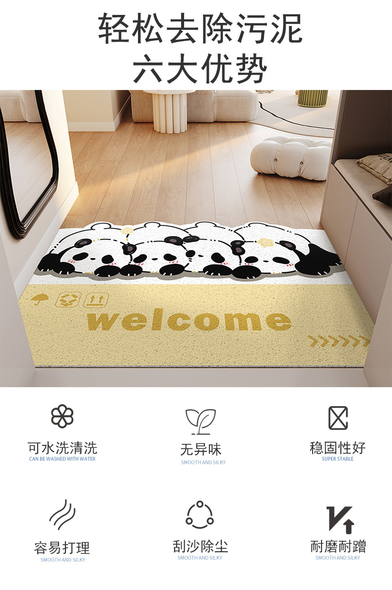 卡通可爱家用耐磨玄关大门口刮泥蹭土脚垫家用防滑耐磨丝圈地垫详情7