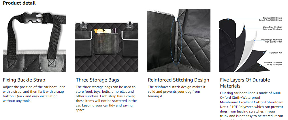 亚马逊后备箱宠物垫车用后备箱宠物垫车载旅行狗垫汽车坐垫宠物垫详情7