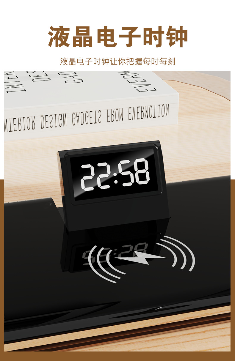 Creativo 4 en 1 lámpara de escritorio multifuncional conexión bluetooth luz de carga inalámbrica reloj despertador sonido atmósfera lámpara de escritorio de oficina pic 8