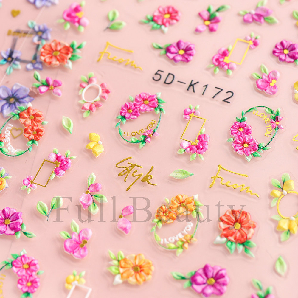 Cross-border new nail stickers 5D three-dimensional embossed nail stickers Cherry blossom back adhesive decal nail stickers wholesale nail shanilak pic 16