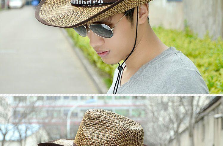 男士遮阳草帽夏季渔夫帽防晒遮脸凉帽沙滩帽男夏天帽子牛仔太阳帽详情5