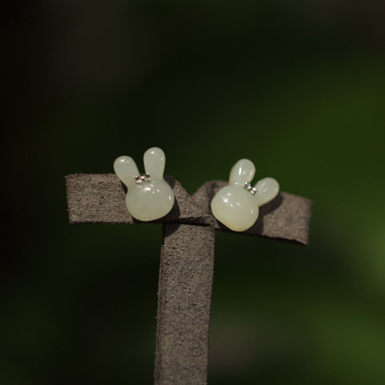 Natural Hetian jade rabbit earrings, a niche design for women, 925 silver ear rings, a high-end and elegant ear accessory for your girlfriend pic 7