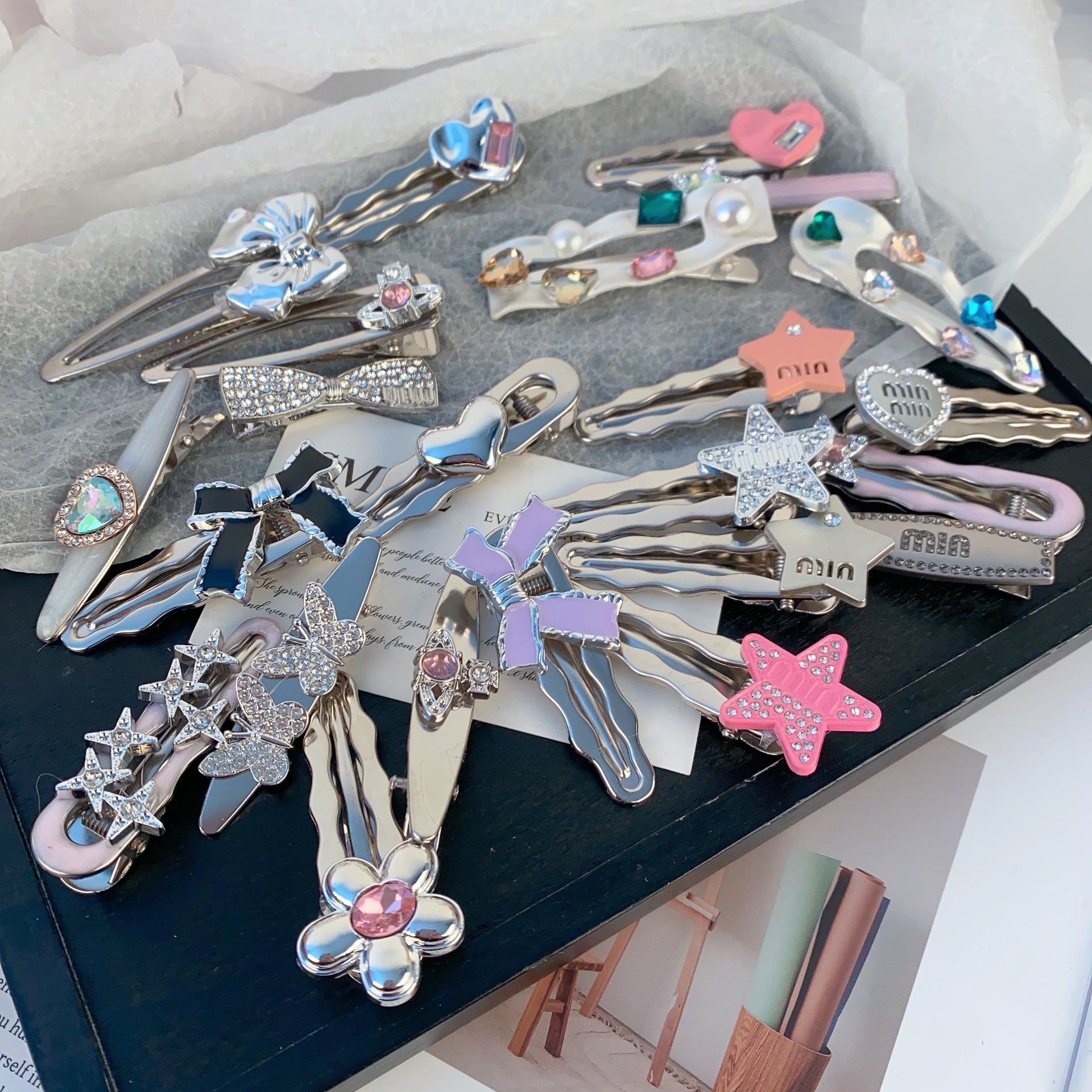 Super fairy-like simulation flower butterfly flower tassel grab clip, sweet and feminine style, unique and exquisite hair clip, ins versatile hair accessory trend pic 1