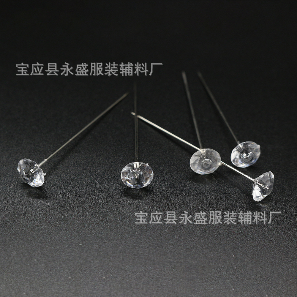 厂家批发100枚盒装彩色多型号钻石针透明丝巾固定针大头针详情6