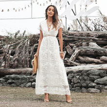 Summer lace crochet and cut-out long dress for women, European and American cross-border solid color style commuting solid color dress forwarding 611245 pic 13