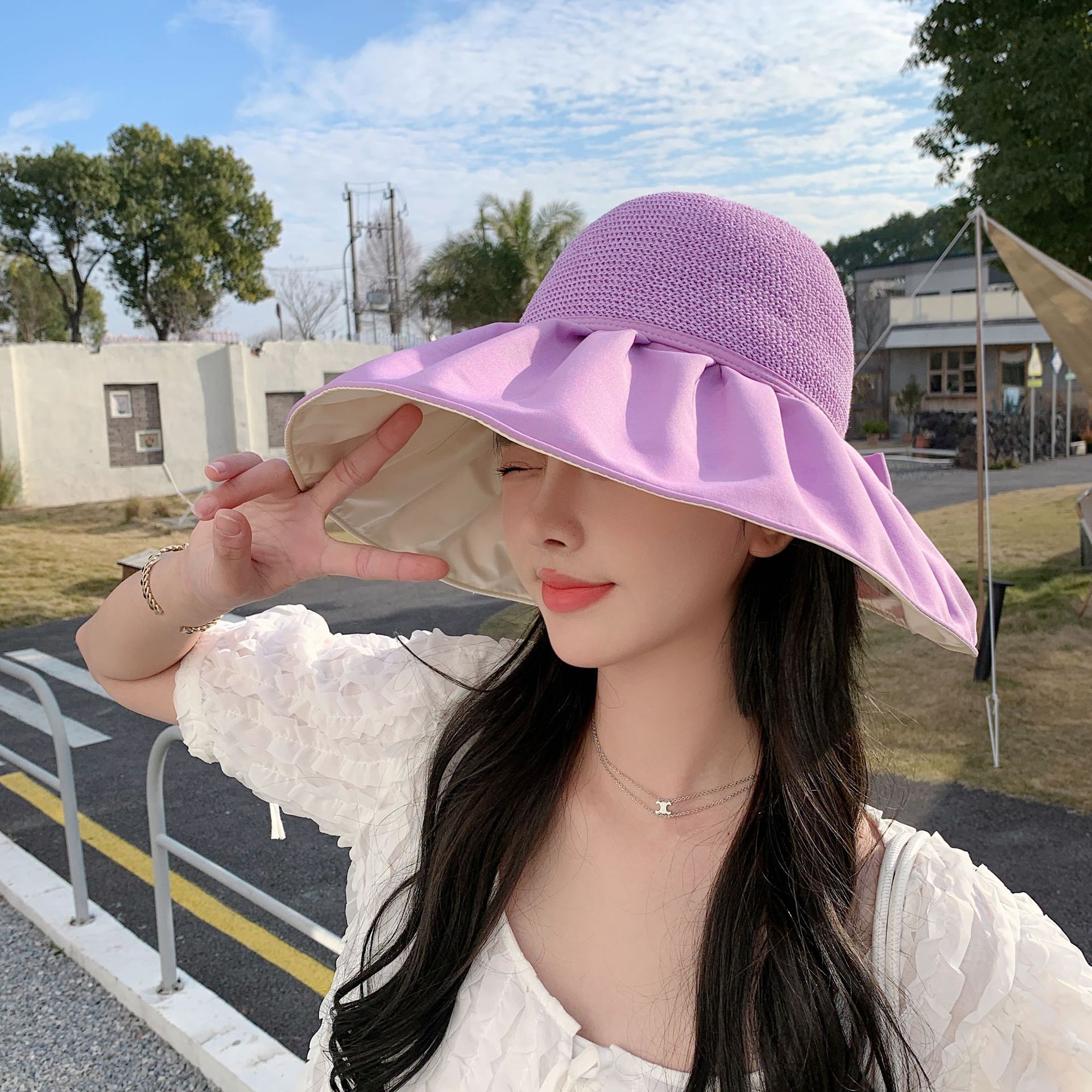 Summer black rubber wide-brimmed hat, perforated, breathable, UV-resistant, outdoor travel, beach sunshade and sun protection hat pic 5