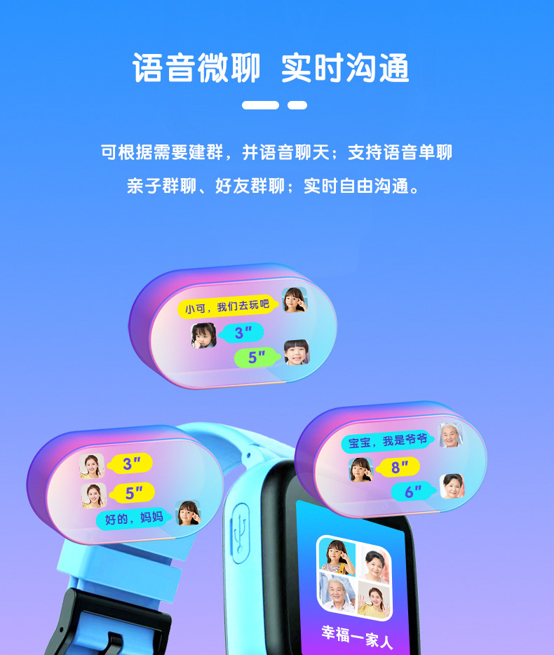 跨境Q15防水儿童智能电话定位微聊拍照电筒5代Z6多国语言切换手表详情7