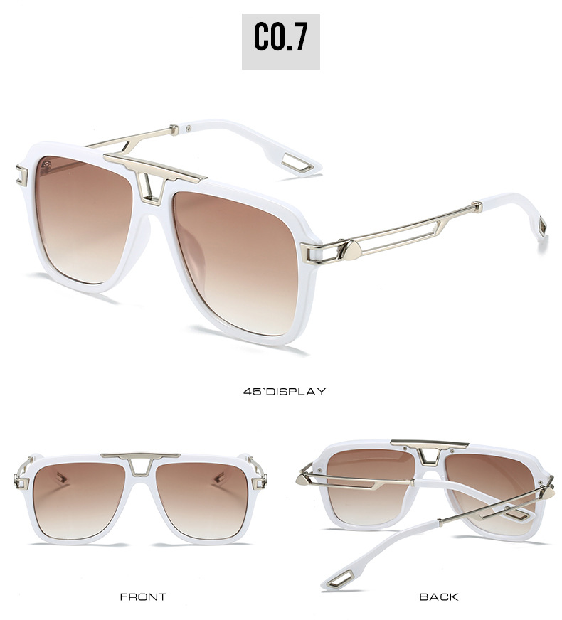 2022 New style European and American sunglasses, artistic square frame crossbeam sunshade, sun protection, perforated metal leg sunglasses for women pic 12