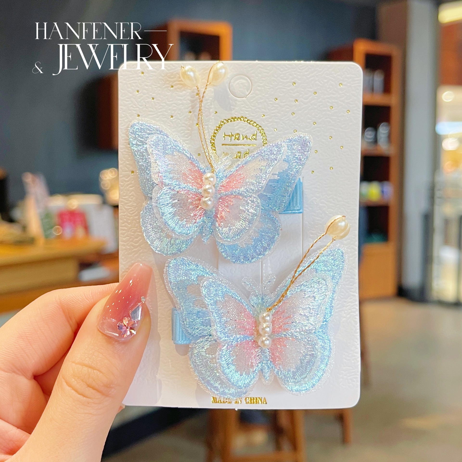 儿童发夹 国潮系列蝴蝶发夹2023新款手工春夏碎发卡刘海夹宝宝超仙发夹详情15