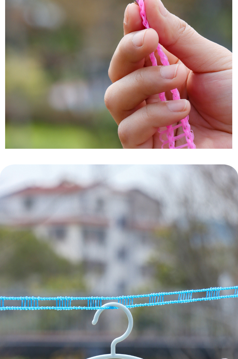 Anti-slip and windproof clothesline, fence-type clothesline, quilt-drying rope, 5-meter clothesline, outdoor travel clothesline for hanging and cooling clothes pic 9