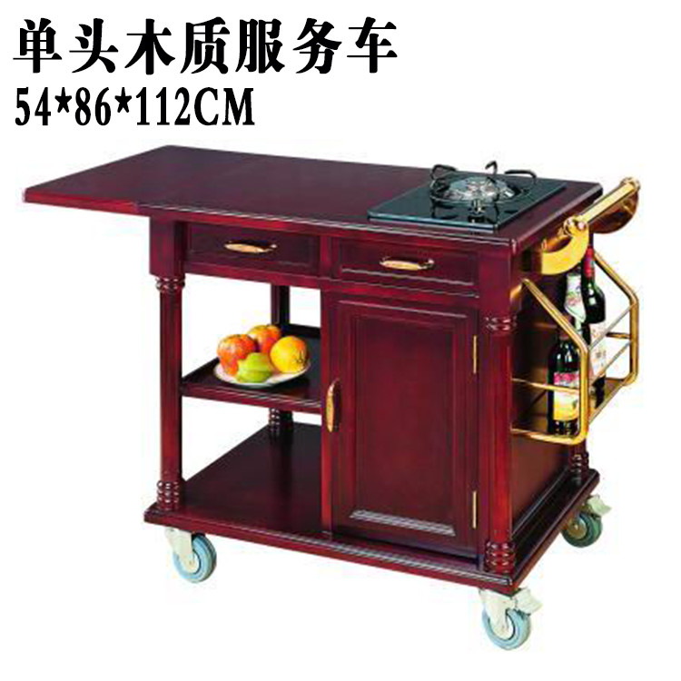 The new titanium gold wooden service dining cart is an oval-shaped beverage cart on the third floor of the hotel, a hand-pushed cleaning cart for the restaurant and guest rooms pic 12