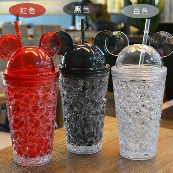 夏日双层冰杯塑料双层制冷吸管杯成人夏日冰酷杯子学生随手杯详情3