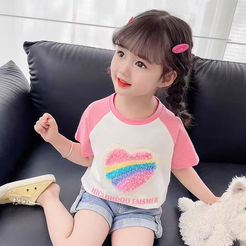 2025夏季女童短袖上衣T恤新款纯棉女宝宝短袖洋气高档童装代发详情9