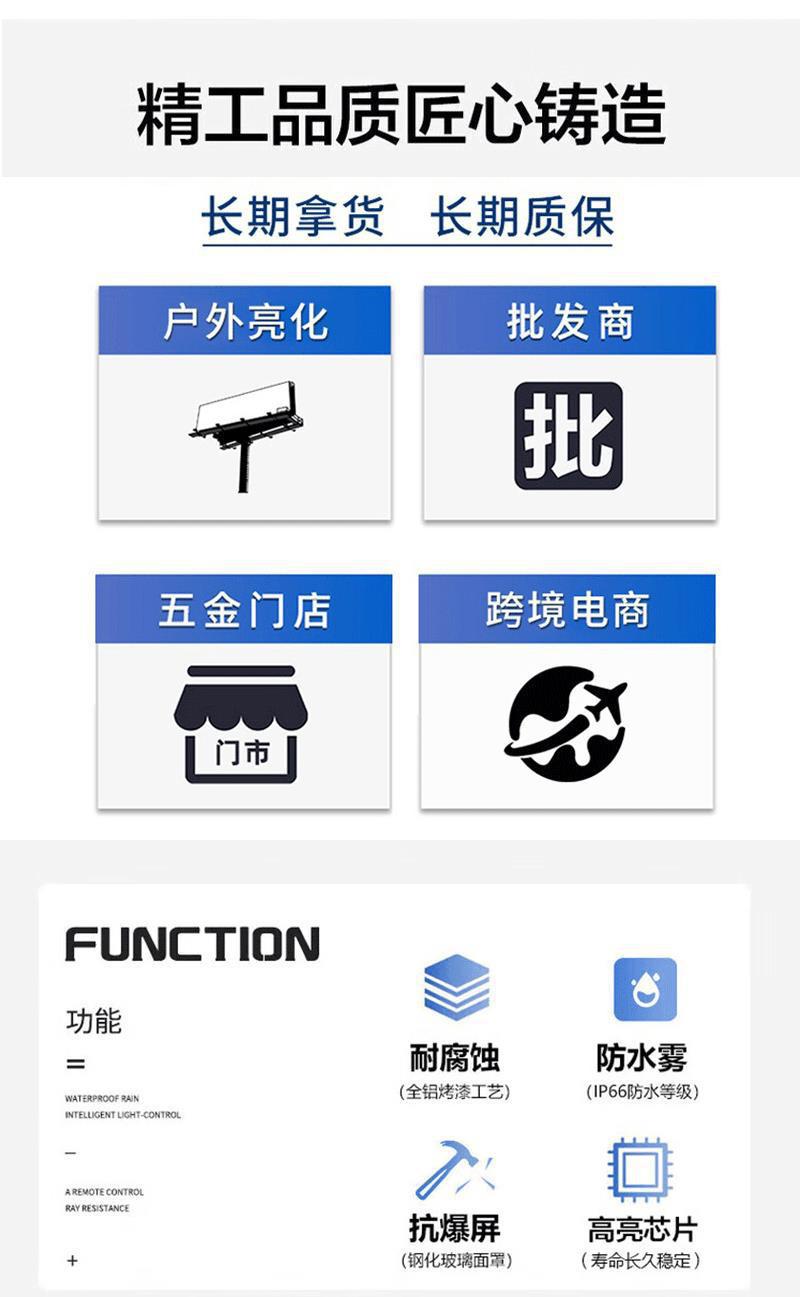 工厂直销批发LED投光灯投射灯广告灯球场灯庭院方形户外防水IP66详情2