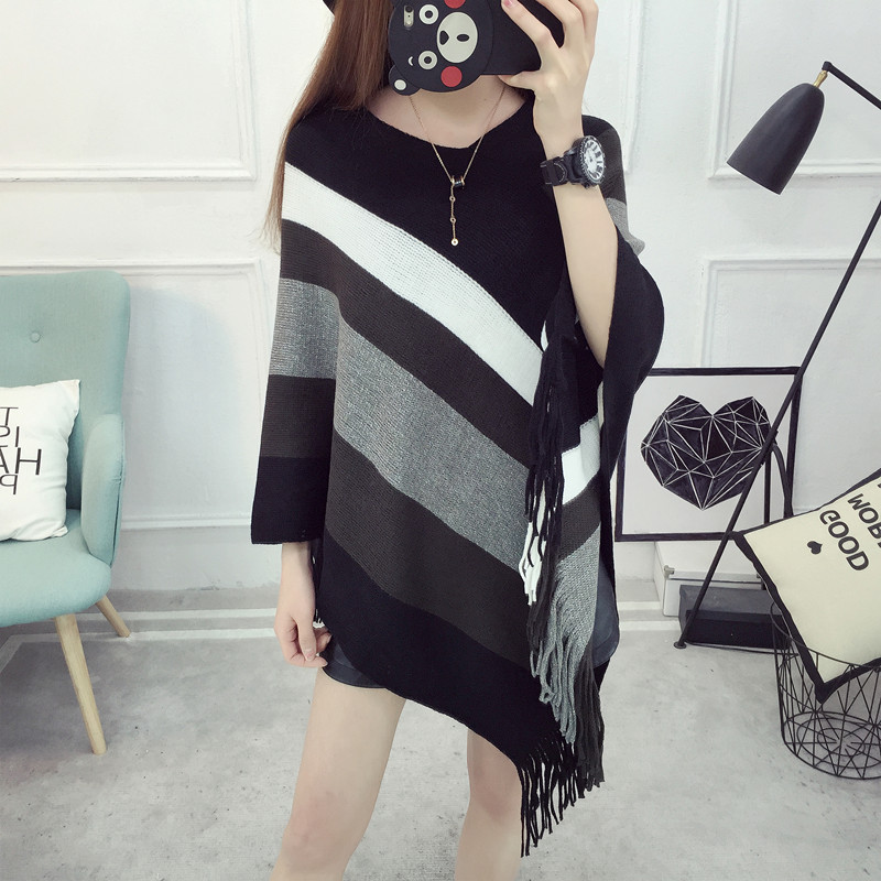 Loose tassel shawl spring and autumn new women sweater coat plus-size knitted cape pullover 蝙蝠衫 pic 17