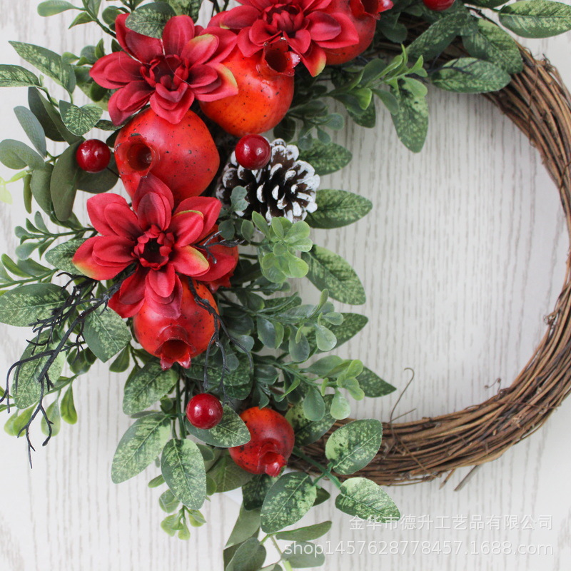 In 2022, the cross-border e-commerce business moved into a new home. The living room decoration includes a household door hanging with a simulated everlasting flower pomegranate wreath pic 5