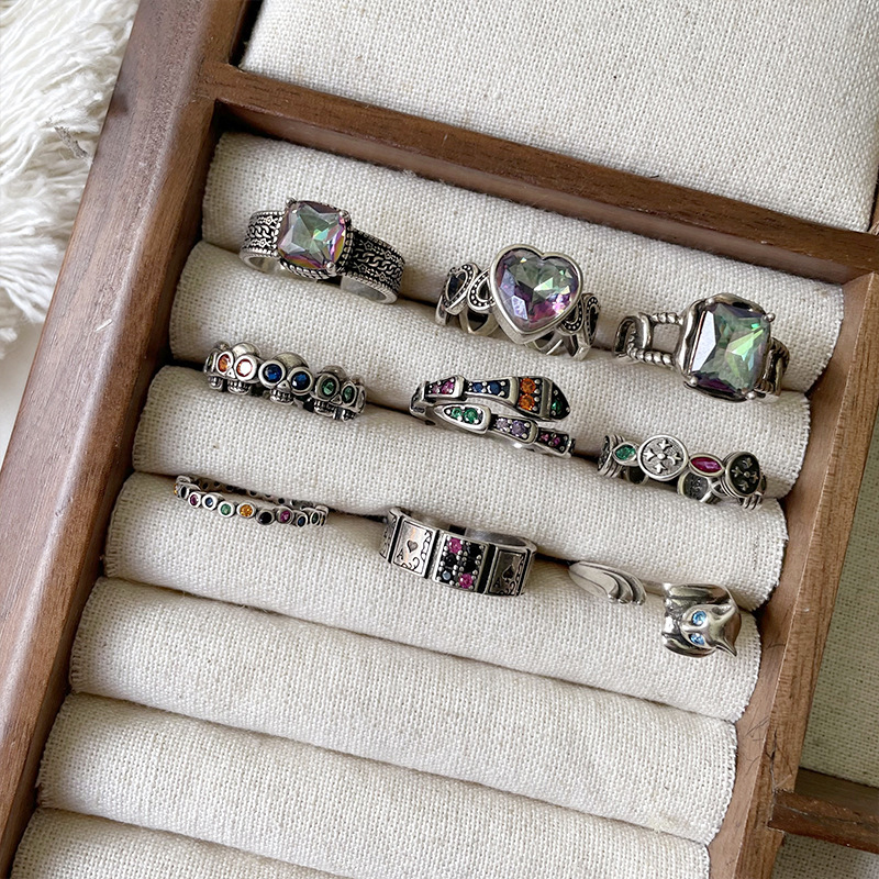 10101010ZHIYUN 不掉色轻奢高级感锆石跨境饰品夸张嘻哈开口925纯银戒指女详情18