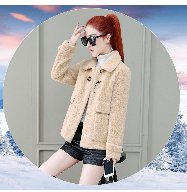 A short tweed coat for women, 2020 winter new style, fashionable and trendy for petite people, imitation mink woolen overcoat pic 12