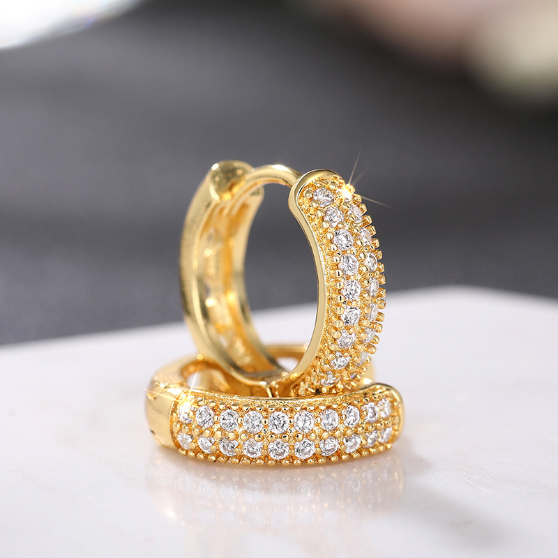 曹适欧美跨境热销女士耳环 简约微镶嵌锆石饰品 小巧精致日常首饰详情5