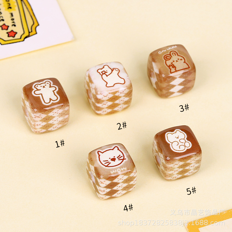 Cartoon grid bear, square beaded, perforated acrylic diy jewelry, bracelet, mobile phone chain, hair tie, hair accessory pic 7