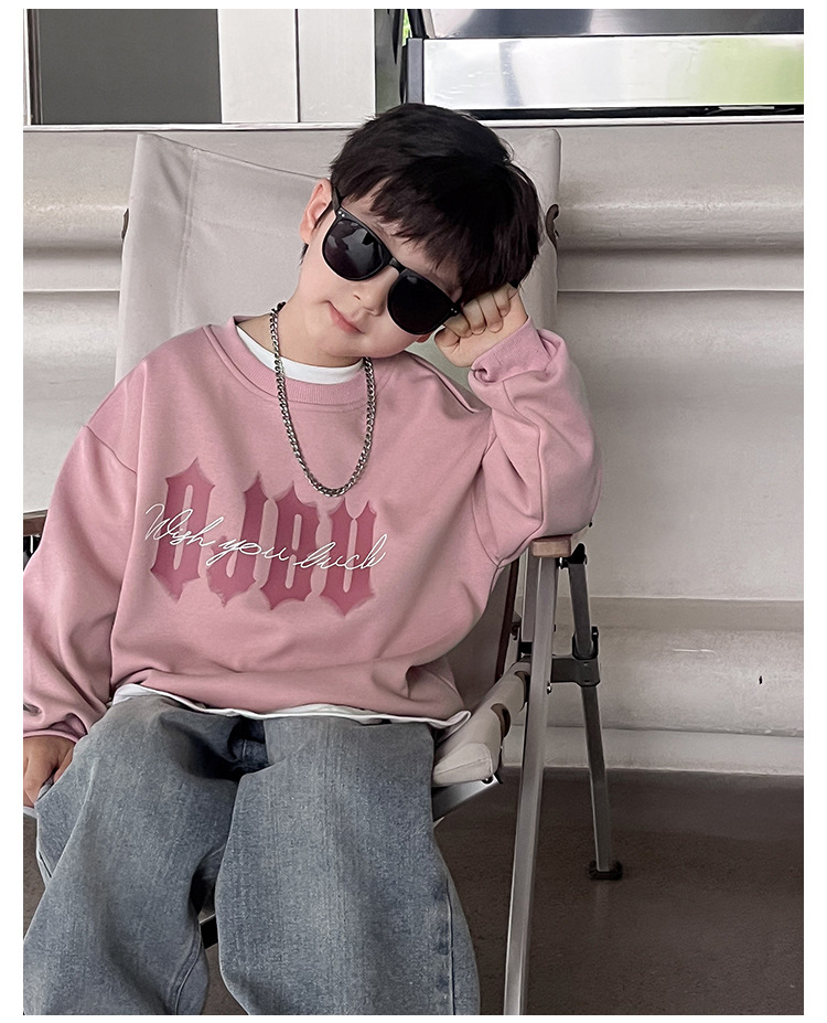 童酷儿童秋装2024湖州织里童装韩版宝宝上衣潮酷字母印花男童卫衣详情16