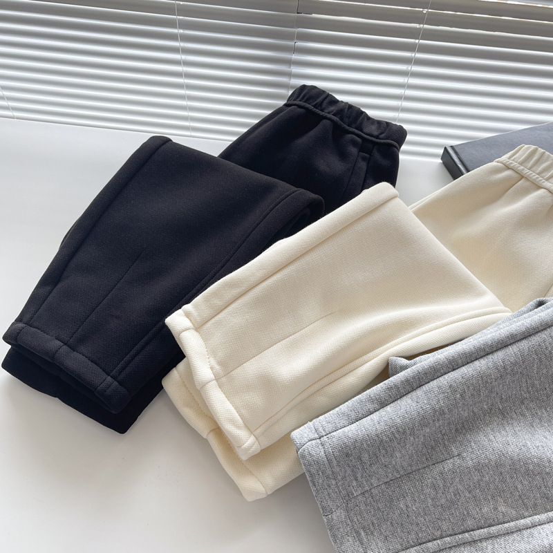 Beige fleece and thickened casual sweatpants for women, loose and slimming cotton pants, soft and warm radish pants pic 7